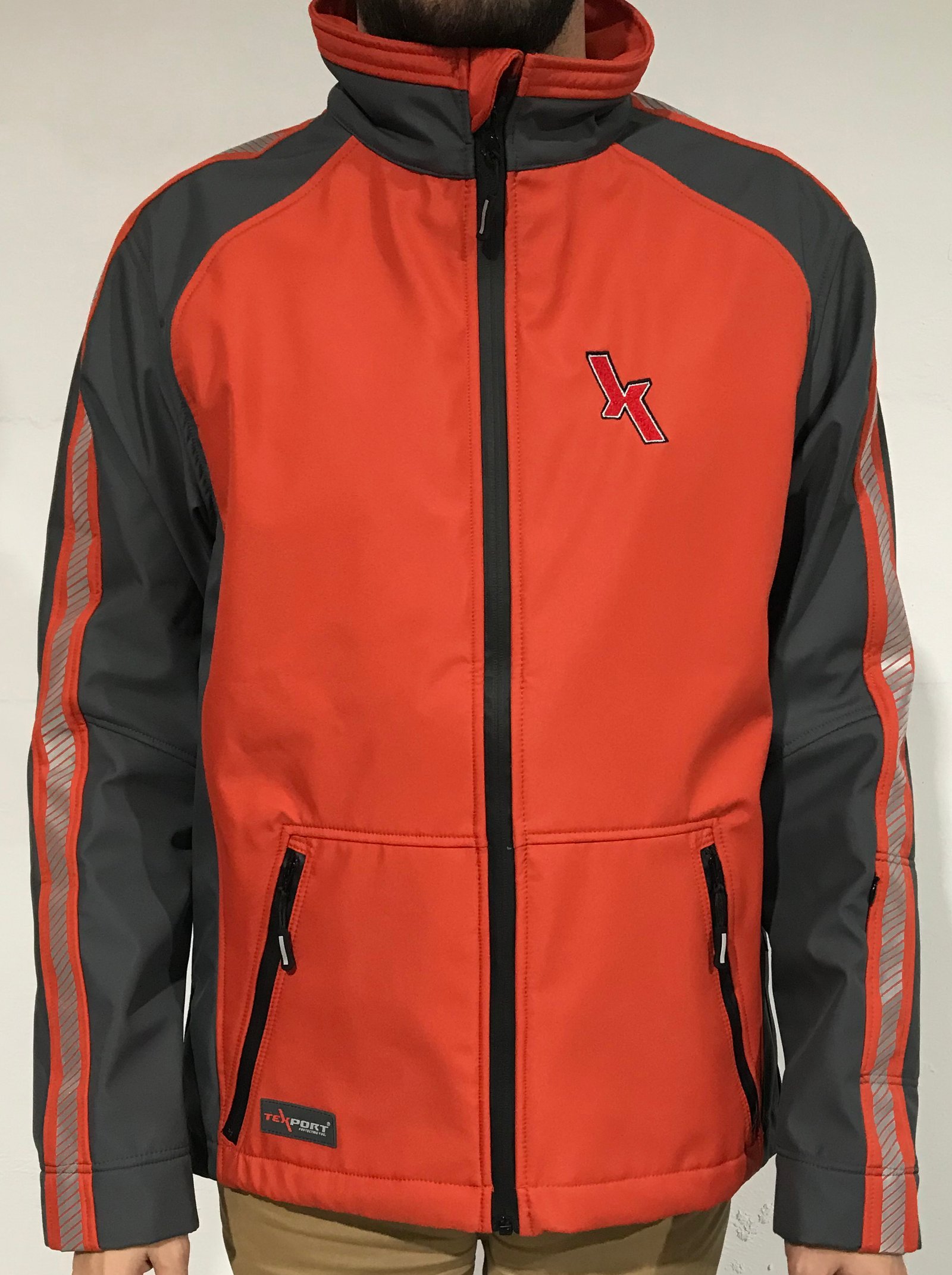 CHAQUETA POLAR DE PARQUE DE BOMBEROS NARANJA Y GRIS 